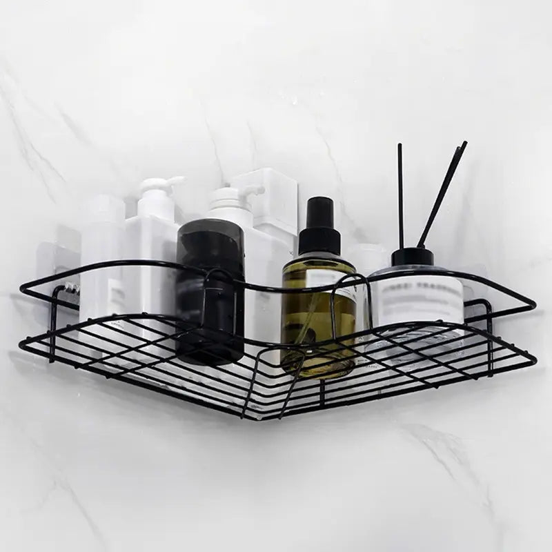 Étagère d'Angle Murale Salle de Bain – Panier Métal Auto-Adhésif Sans Perçage pour Douche et Lavabo