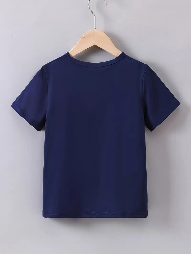 T-shirt garçon bleu Solar System – Haut éducatif avec planètes du système solaire