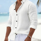 Chemise décontractée unie à boutons pour homme