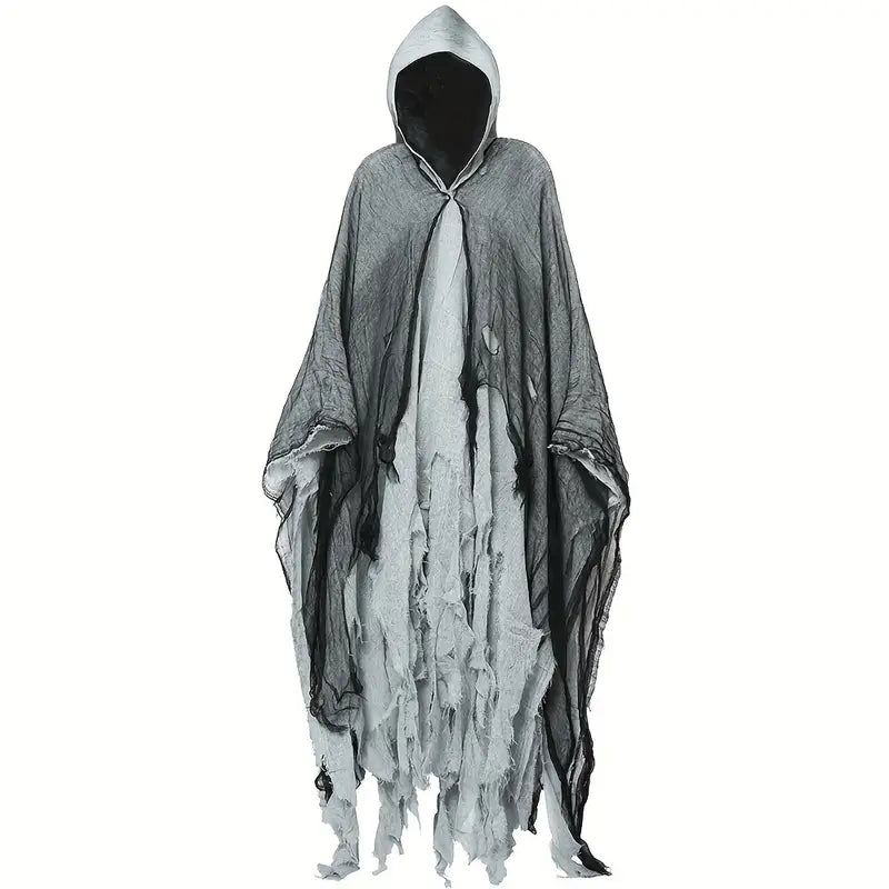 Déguisement Halloween Effrayant – Costume de Monstre Sanguinaire avec Cape Noire et Masque Réaliste