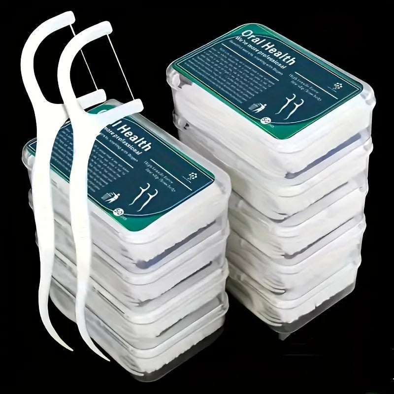 50 Bâtonnets Fil Dentaire avec Manche – Cure-dents Hygiéniques pour Nettoyage Interdentaire & Soin Gencives
