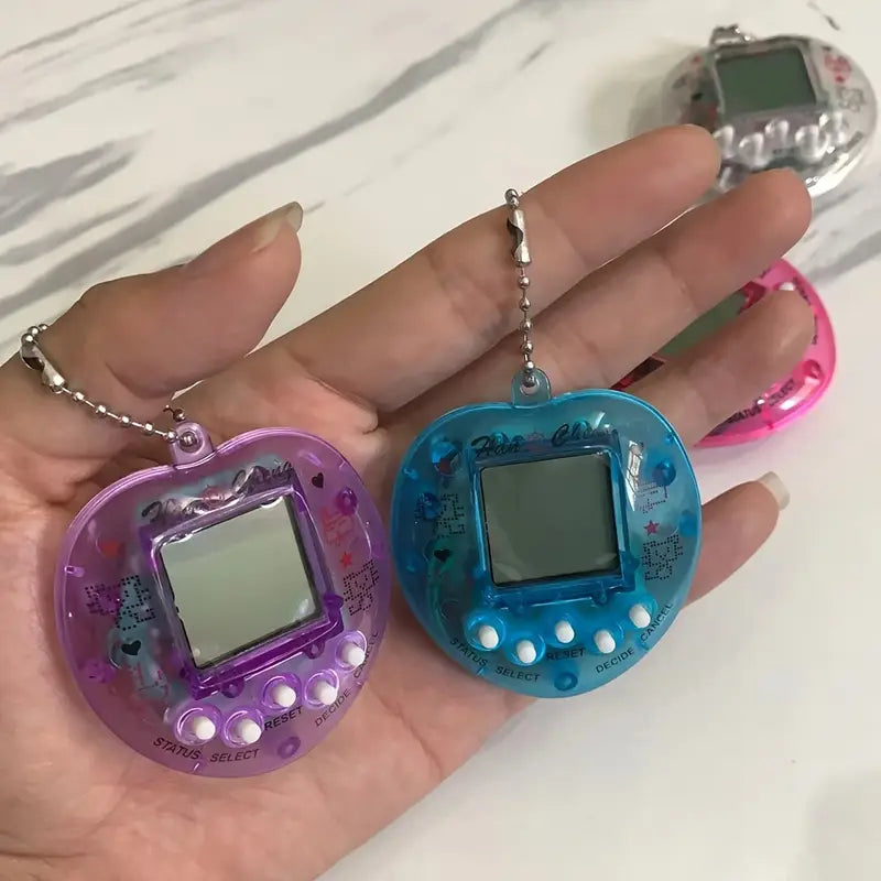 Tamagotchi Rétro Porte-Clés – Jeu Électronique Animaux Virtuels avec Boîtier Transparent Coloré