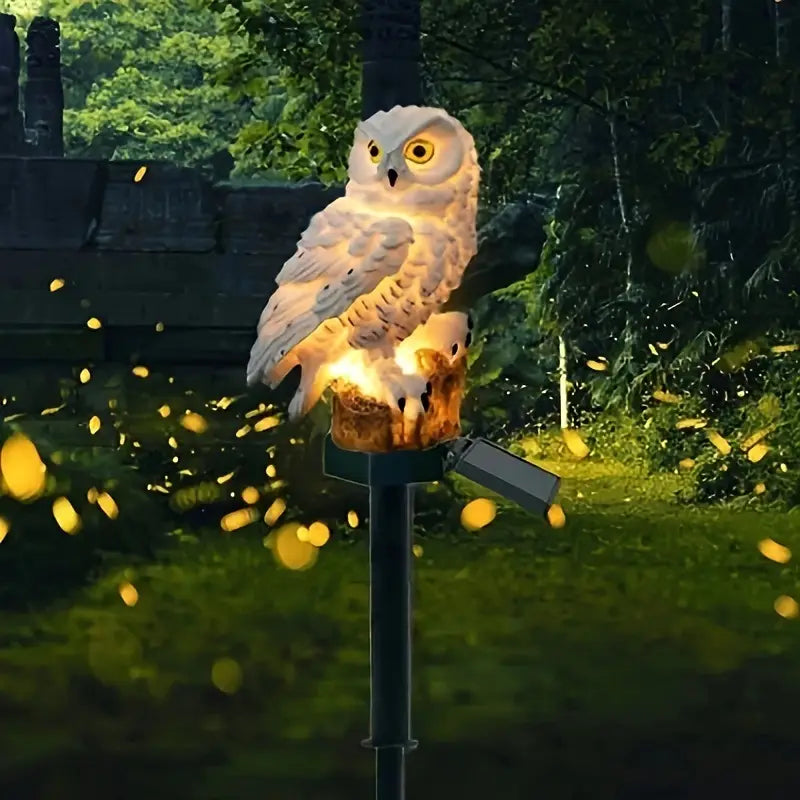Statue Solaire Hibou Lumineux – Sculpture de Jardin Décorative LED Étanche pour Extérieur