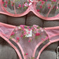 Ensemble Lingerie Sexy Femme en Dentelle Transparente – Soutien-Gorge à Armatures et Tanga Fleurs Brodées