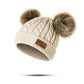 Bonnet Tricot Bébé Fille avec Pompons Fourrure – Chapeaux et Casquettes Enfant Hiver Chaud & Doux