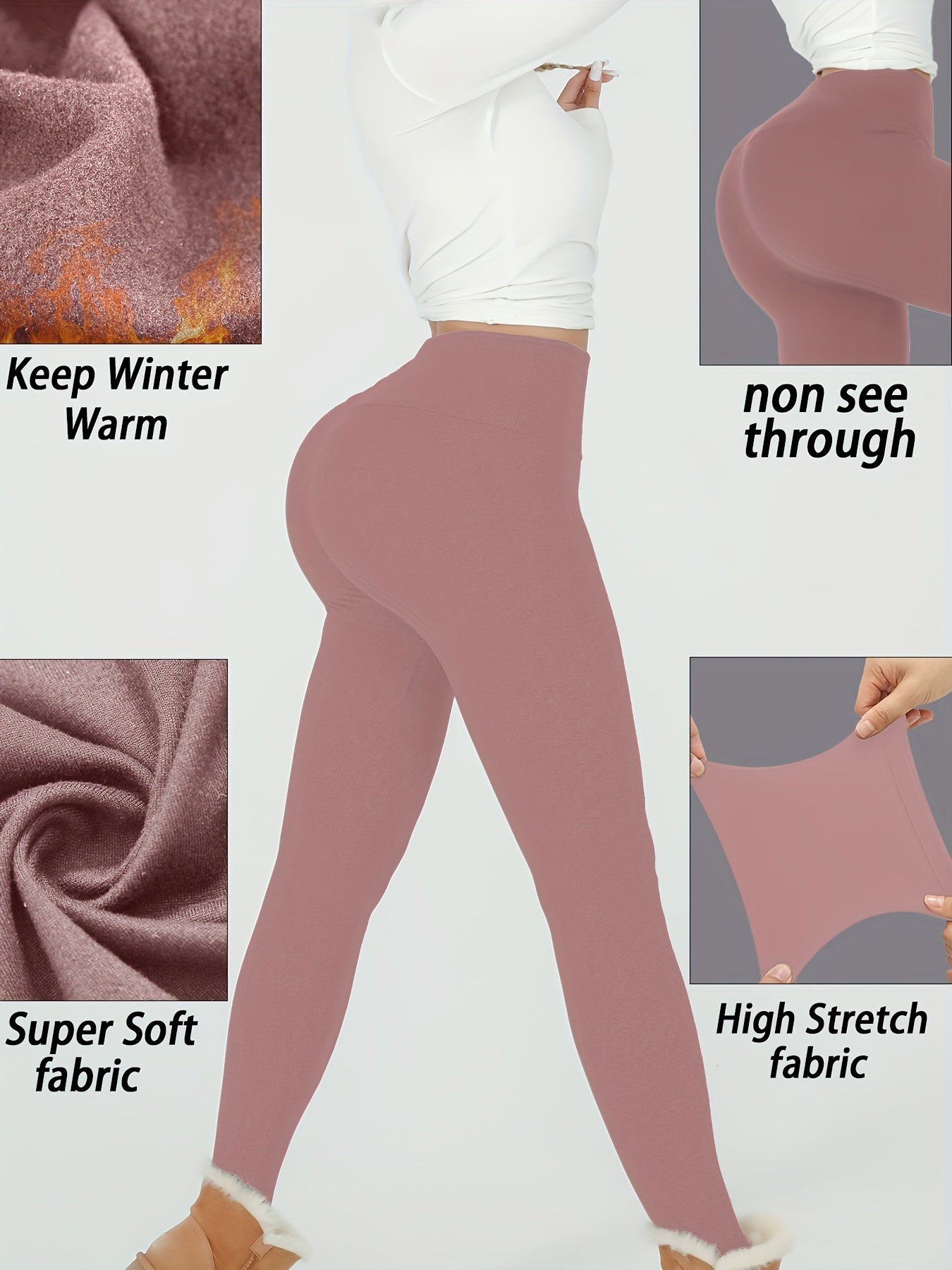 Leggings Femme Doublés Polaire Taille Haute