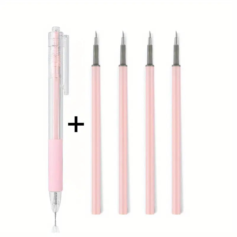 Stylo gel rose avec 4 recharges – Écriture fine 0.5 mm pour bureau, école ou bullet journal