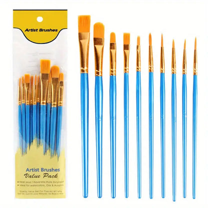 Lot de 12 Pinceaux de Peinture – Brosse Artiste pour Aquarelle, Acrylique, Huile et Loisirs Créatifs