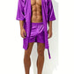 Peignoir sexy homme en satin – Kimono court brillant avec ceinture, Élégance & séduction
