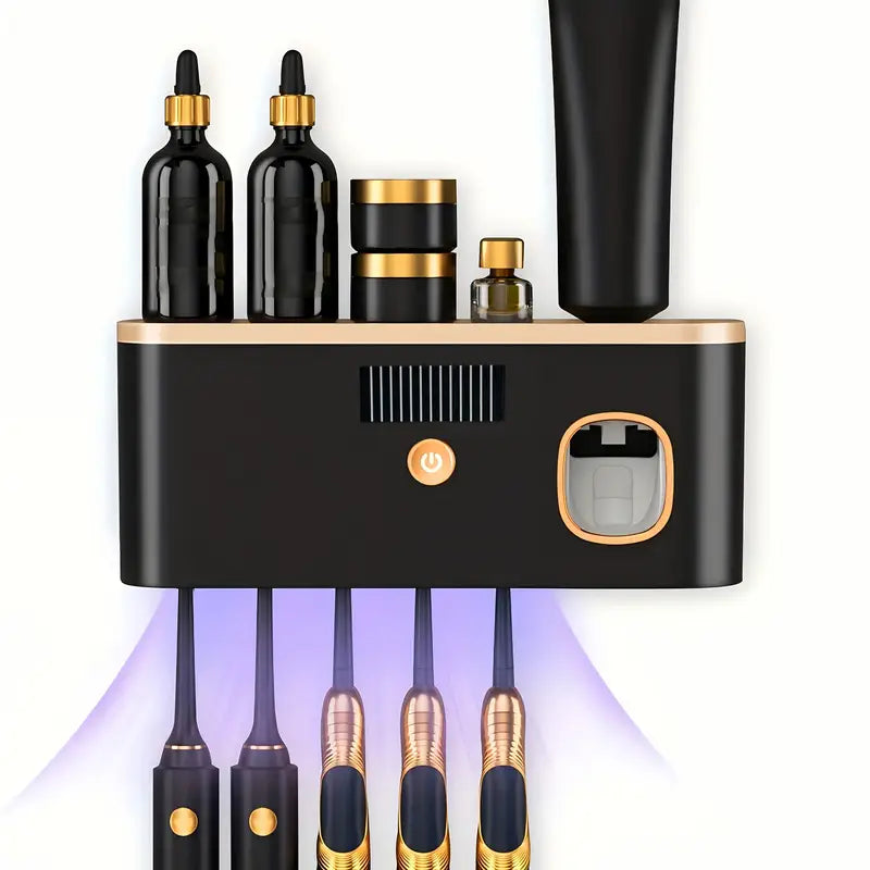 Station de Désinfection UV et de Chargement pour Brosses à Dents Électriques – Organisateur Mural Multifonction Soins Bucco-Dentaires