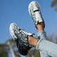 Baskets femme noires et blanches à motif flamme – Chaussures de sport tendance, respirantes et confortables