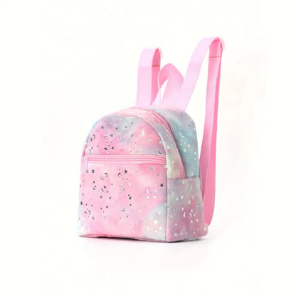 Sac à dos enfant fille pailleté – Motif étoiles et lunes, style licorne pastel violet