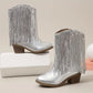 Bottes fille argentées à franges et paillettes – Style western chic