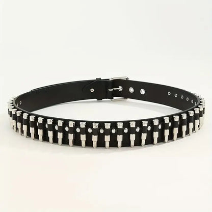 Ceinture Punk Rock Noire avec Rivets Métalliques – Accessoire Mode Gothique et Rock pour Homme et Femme
