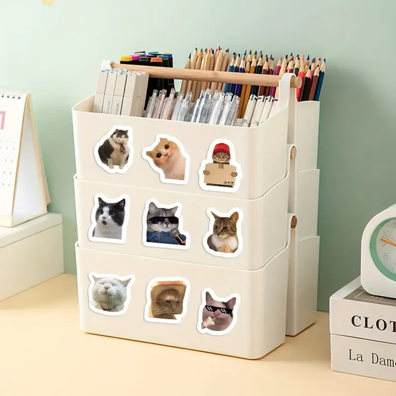 Autocollants Drôles de Chats – Stickers Amusants en Rouleau pour Ordinateur Portable, Tablette et Décoration DIY