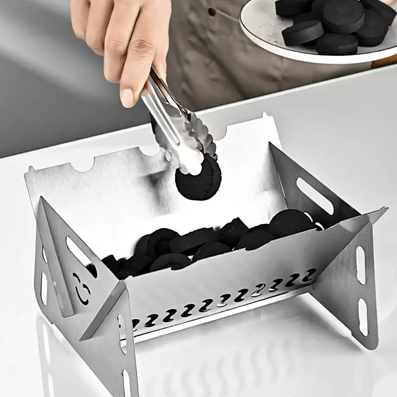 Mini barbecue pliable en acier inoxydable – Grille portable pour pique-nique, camping et cuisine d’extérieur