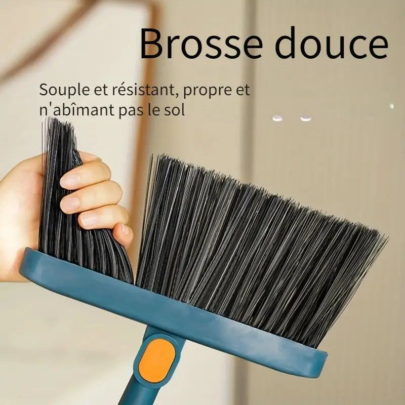 Set Balai et Pelle à Long Manche avec Brosse Anti-Poussière – Rangement Vertical et Nettoyage Facile