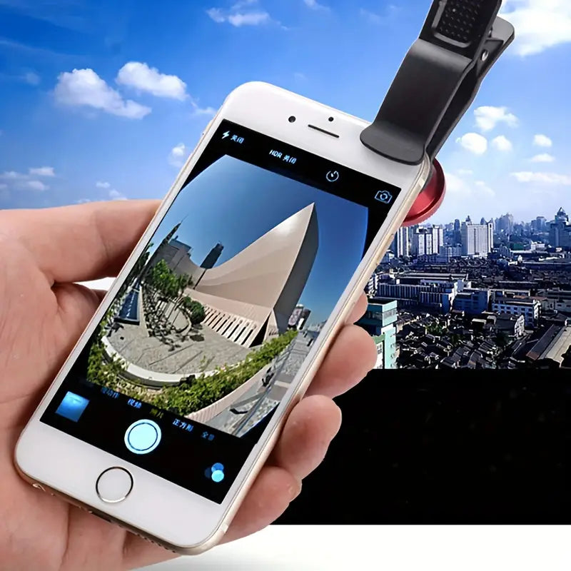 Kit Objectif Smartphone 3 en 1 avec Clip – Lentilles Grand Angle, Macro et Fisheye avec Pochette de Transport