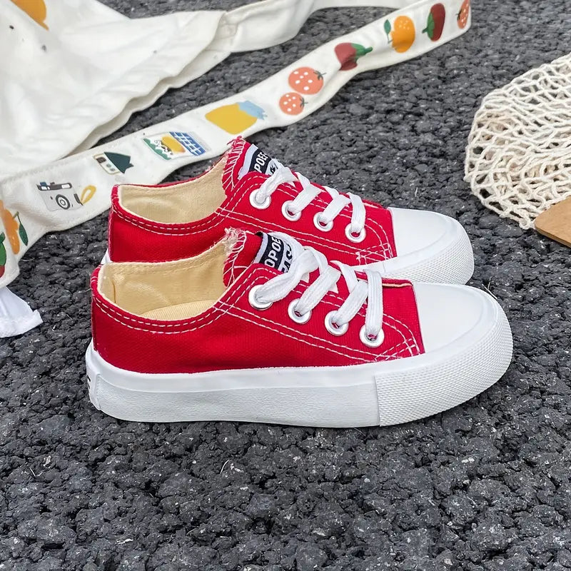 Baskets fille colorées en toile – Chaussures de sport légères et confortables à lacets, style décontracté