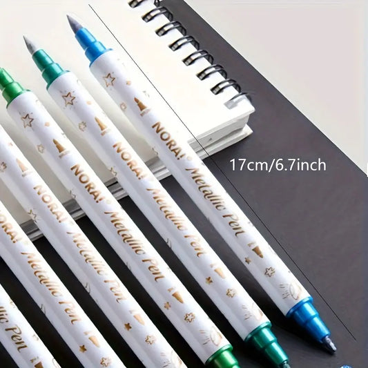 Lot de 10 Stylos Métalliques Colorés – Marqueurs Paillettes pour Scrapbooking, Dessin et DIY