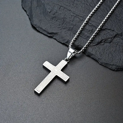 Collier homme pendentif croix en acier inoxydable – Chaîne robuste argent, or ou noir
