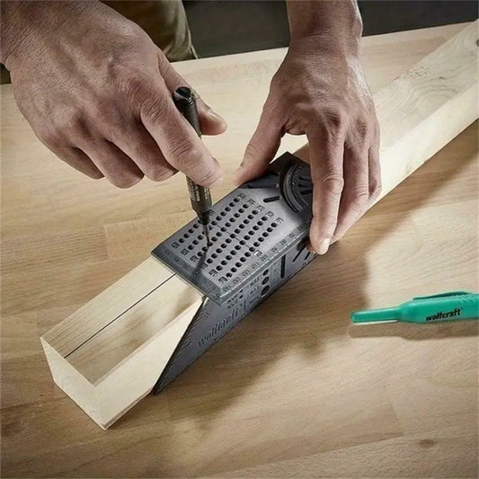Équerre multifonction de menuisier – Gabarit de traçage précis pour angles, marquage et perçage du bois