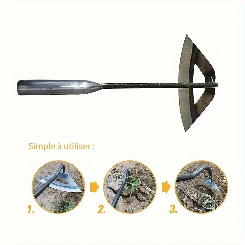 Sarcloir oscillant en acier – Outil de désherbage manuel robuste pour potager, parterre et terrain sec