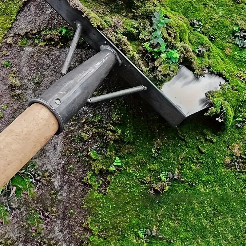 Binette large en acier inoxydable – Outil de désherbage et labourage avec manche bois pour potager et jardin