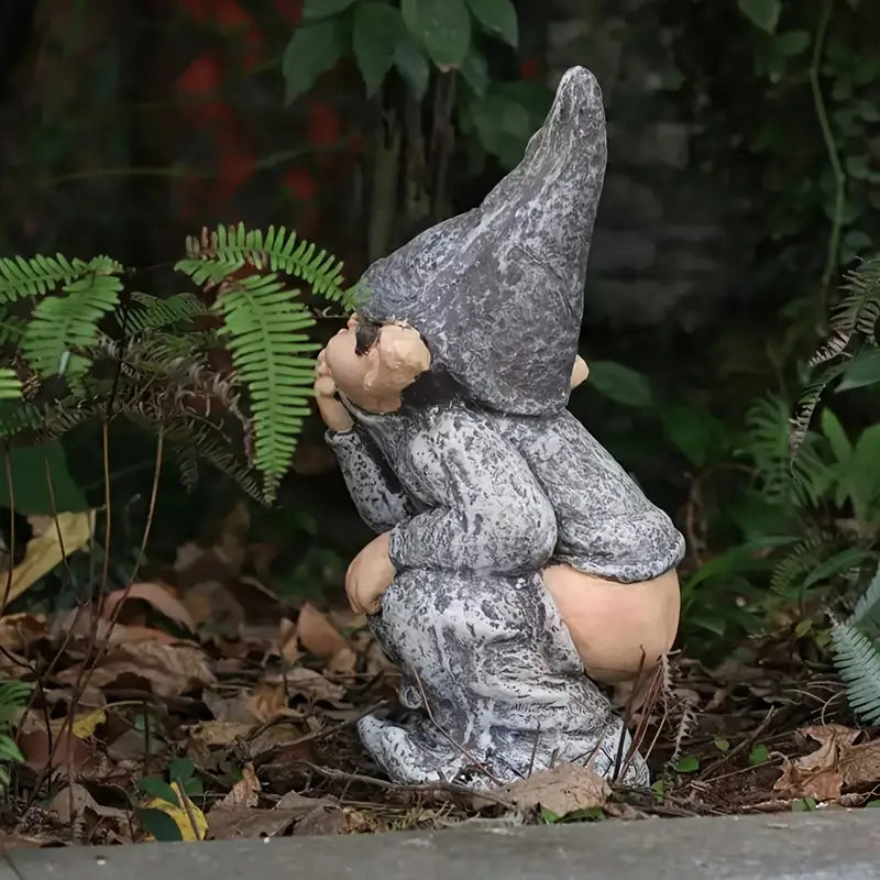Statue nain de jardin humoristique en résine – Sculpture déco originale pour extérieur
