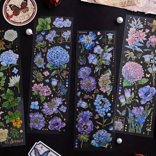 Stickers Fleurs et papillon Vintage pour Scrapbooking – Autocollants Floraux Décoratifs pour Journaling, Cartes et DIY