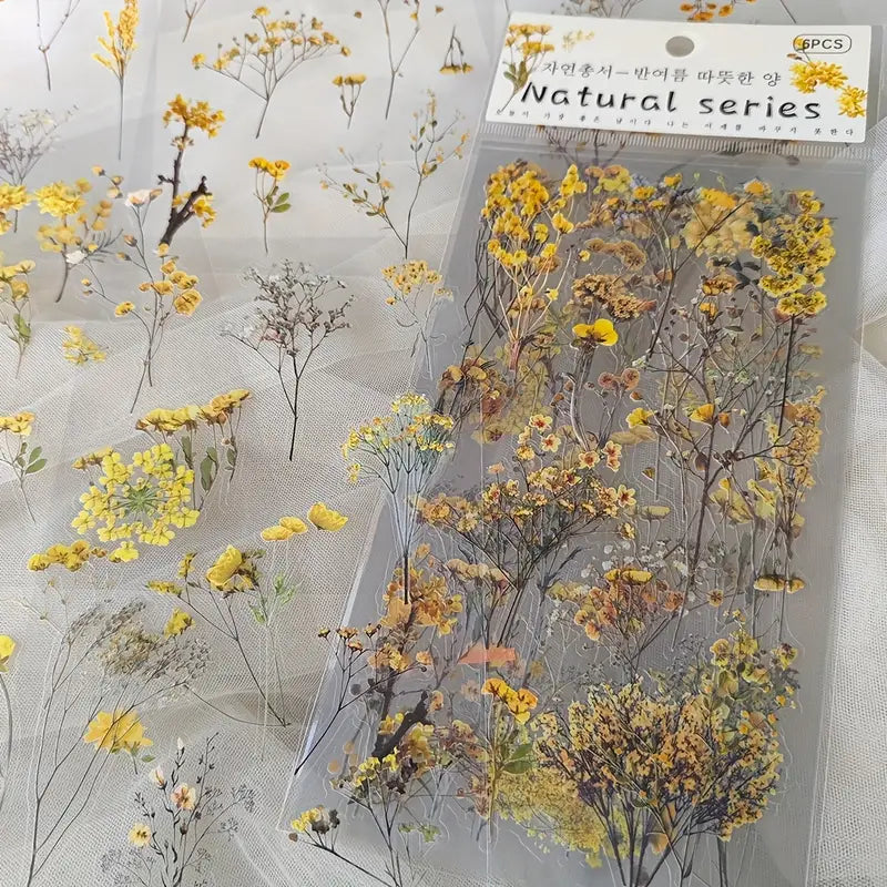 Stickers Fleurs Marguerites – Autocollants Transparents Naturels pour Papeterie, Scrapbooking, Journaling et DIY
