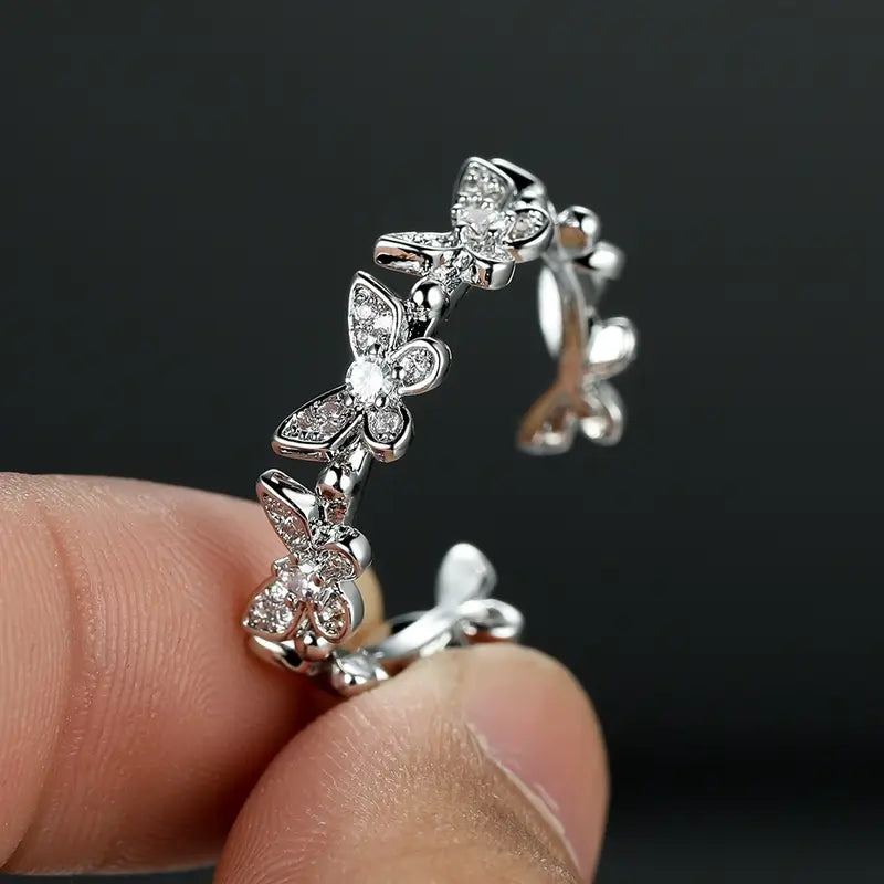 Bague Enfant Dorée avec Papillons et Strass – Bijou Fantaisie Élégant