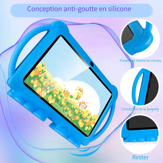 Tablette Éducative pour Enfants avec Coque Silicone Anti-Choc – Écran Tactile et Jeux Vidéo Inclus