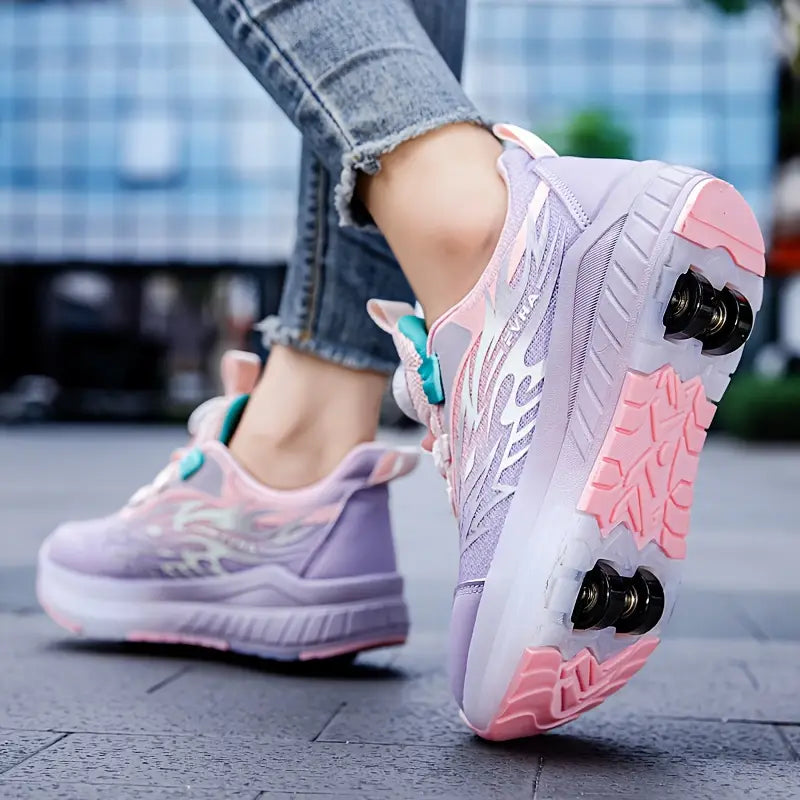 Baskets garçon – Chaussures de sport noires et violettes à semelle amortissante avec ressorts intégrés