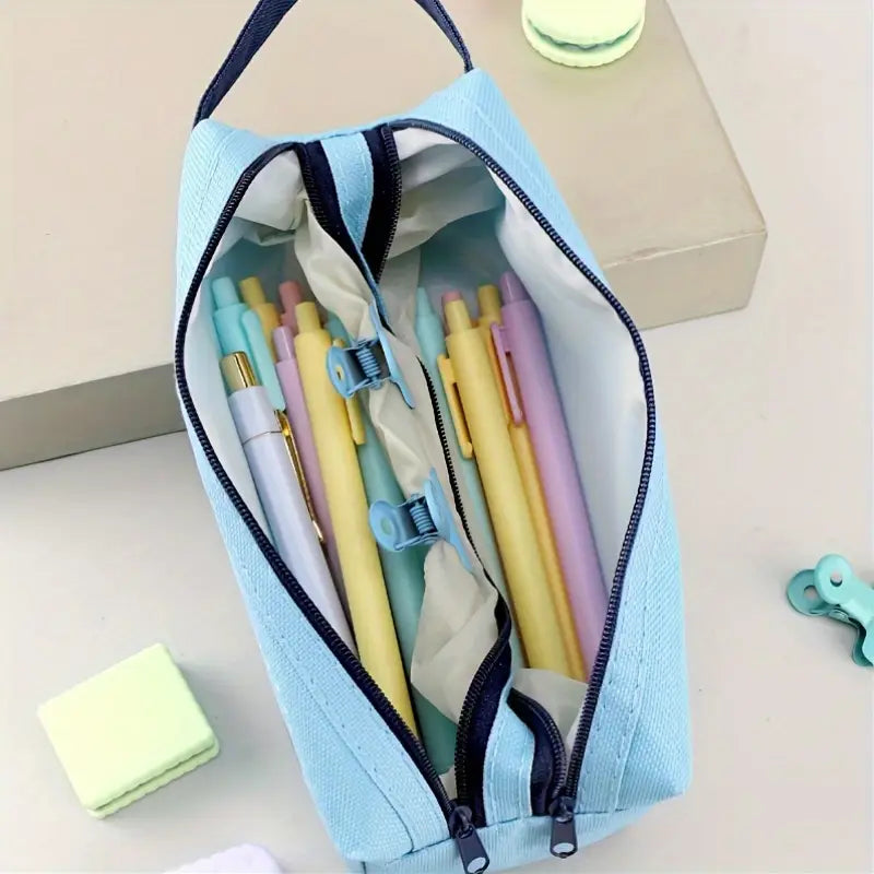 Trousse Scolaire Enfant à Double Fermeture Éclair – Motif Astronaute et Fusée