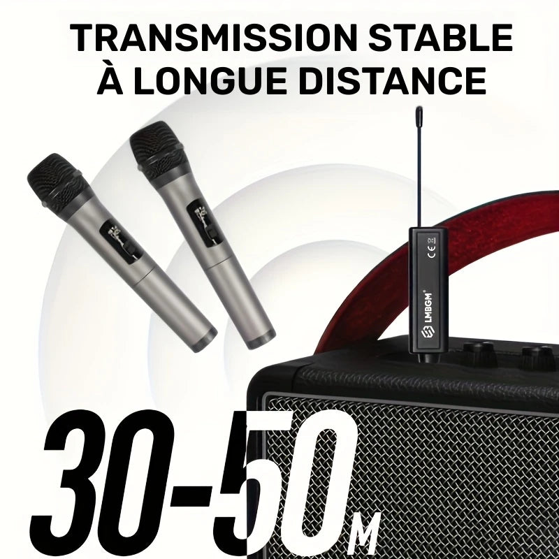 Microphones Sans Fil UHF – Micros Professionnels avec Récepteur Jack pour Karaoké, Concerts et Événements