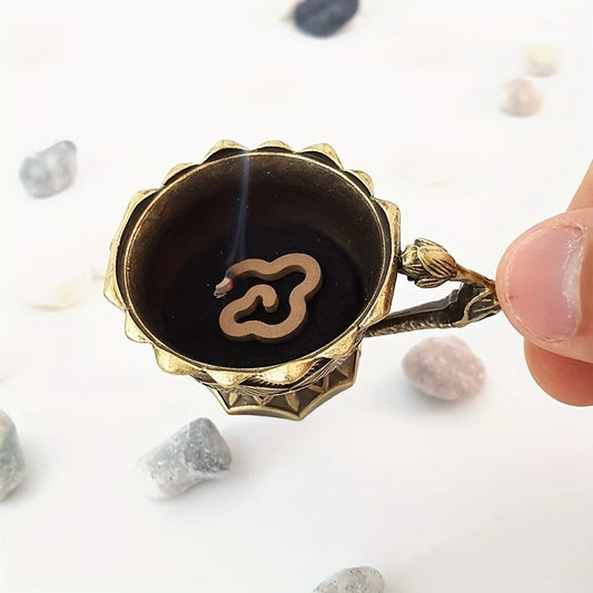 Encensoir sculpté vintage – Brûleur d’encens artisanal avec poignée longue, style oriental