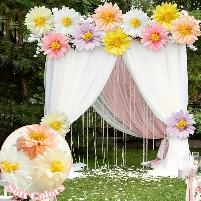 Lot de 12 Fleurs Murales en Papier – Décorations Colorées de 25 cm pour Salle de Classe ou Fête à Thème