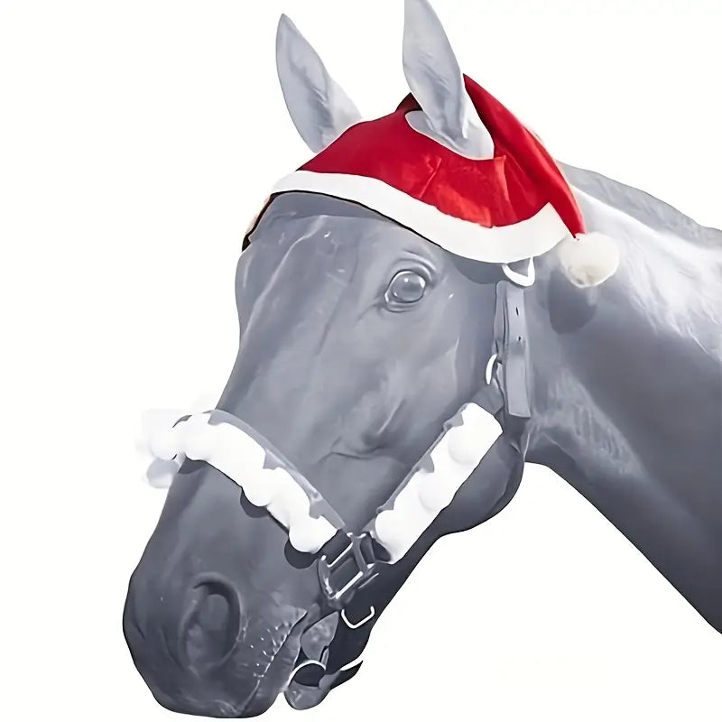 Bonnet de Noël pour Cheval – Accessoire Festif et Confortable pour Fêtes Équestres et Shooting Photo