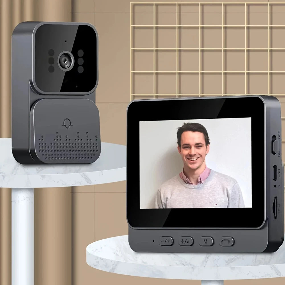 Sonnette Vidéo Sans Fil avec Écran 4.3" – Interphone Bidirectionnel, Vision Nocturne, Enregistrement Automatique