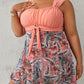 Tankini femme grande taille corail à imprimé tropical – Élégance et maintien à la plage