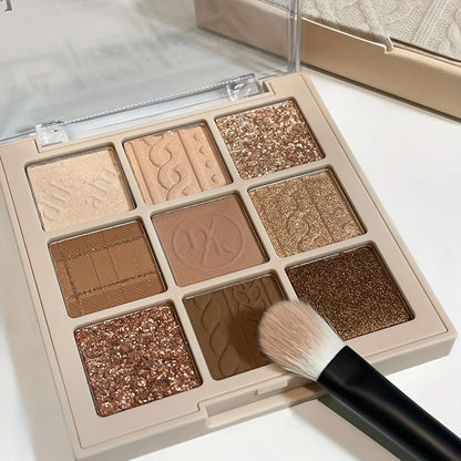 Palette Fards à Paupières Nude & Pailletés – 9 Teintes Chaudes Ultra Pigmentées pour Look Naturel ou Glam