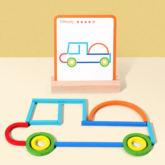 Jeu de Construction Magnétique – Cartes Modèles et Bâtonnets Colorés pour l’Apprentissage Créatif – STEM Montessori Enfants
