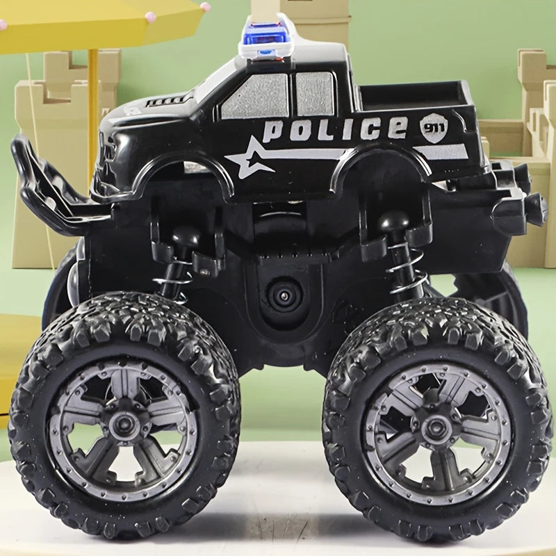 Voiture de Police Monster Truck à Friction – Jouet Tout-Terrain pour Enfants, Pneus XXL et Suspension