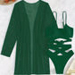 Ensemble de plage 3 pièces vert émeraude – Maillot à découpes + kimono fluide