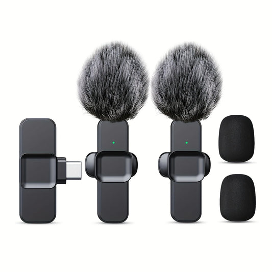 Kit 1, 2 Micros Sans Fil USB-C avec Réduction de Bruit – Lavalier pour Smartphone, YouTube & TikTok