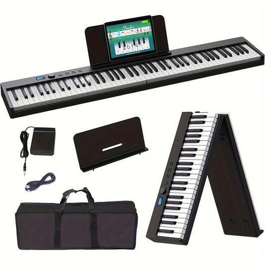 Clavier Piano Numérique 88 Touches Pliable – Portable avec Pédale, Support et Housse de Transport
