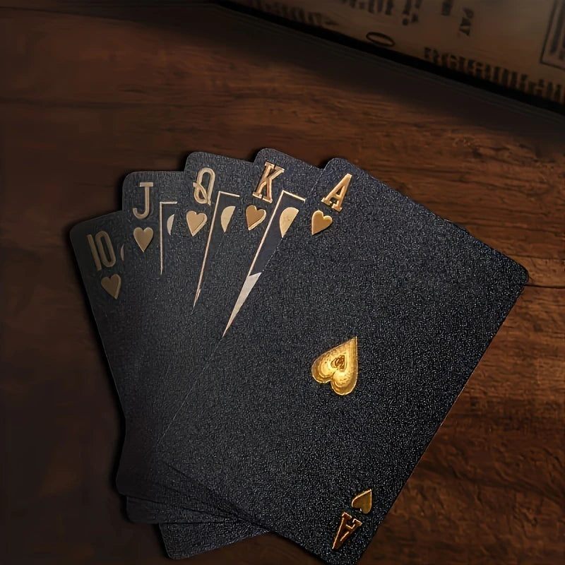 Jeu de Cartes Premium Noir & Or – Finition Imperméable, Design Luxe et Durable