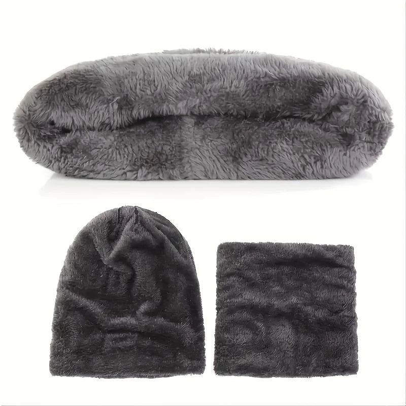 Coffret Hiver Homme 5 Pièces – Bonnet, Gants Tactiles, Cache-Oreilles, Tour de Cou et Chaussettes Chaudes en Polaire