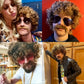 Kit Perruque Homme Disco Années 70 – Afro Bouclé Blond/Noir, Lunettes, Moustache & Collier Doré